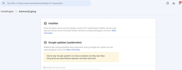 Tool adreswijziging search console