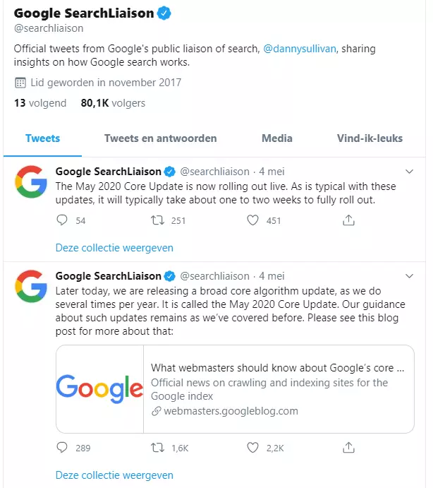 Update vanuit Google